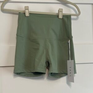 TAVI High-Waist Bike Shorts in Sage Green
